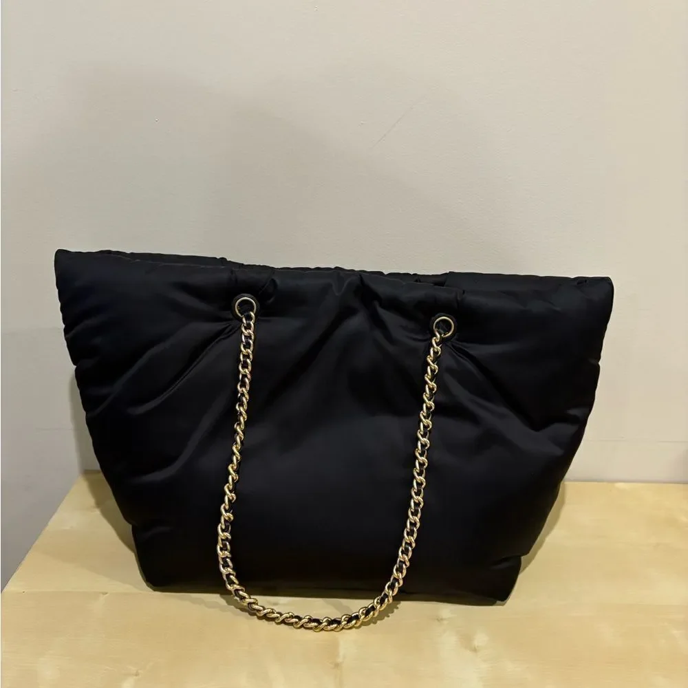 New Tory Burch ELLA PUFFY CHAIN TOTE BLACK